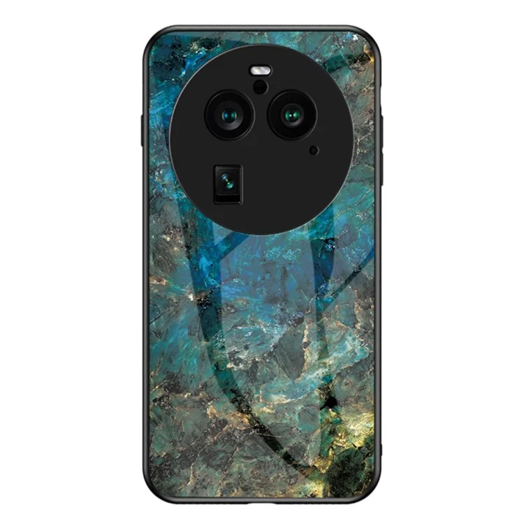 Для Oppo Find X6 Pro Marble Pattern Design Anti-Scratch Case Tempered Glass+PC+TPU Phone Cover - Emerald Marble