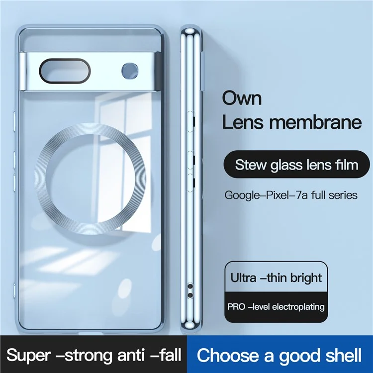 Coque transparente magnétique pour Google Pixel 7a, Housse de téléphone en TPU électroplaqué avec protecteur d'objectif - Or Rose