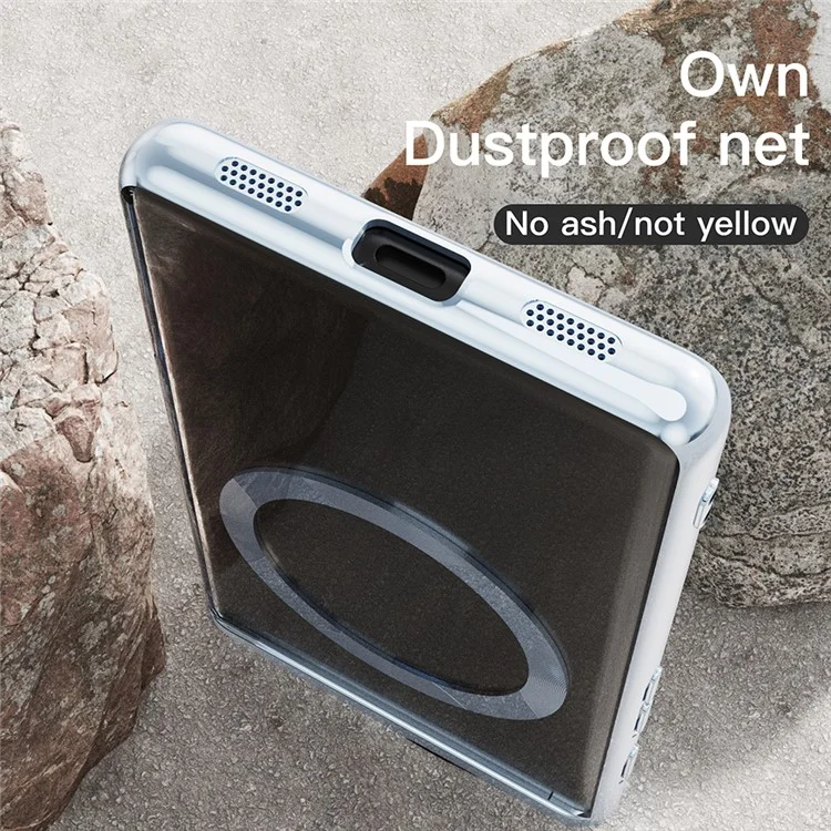 Coque transparente magnétique pour Google Pixel 7a, Housse de téléphone en TPU électroplaqué avec protecteur d'objectif - Or Rose