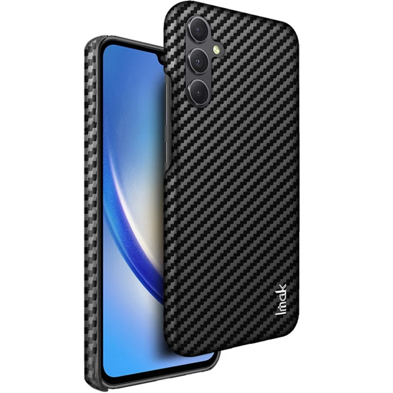 IMAK Ruiyi Series for Samsung Galaxy A34 5G Phone Case PU Leather Coated PC Carbon Fiber Texture Cover