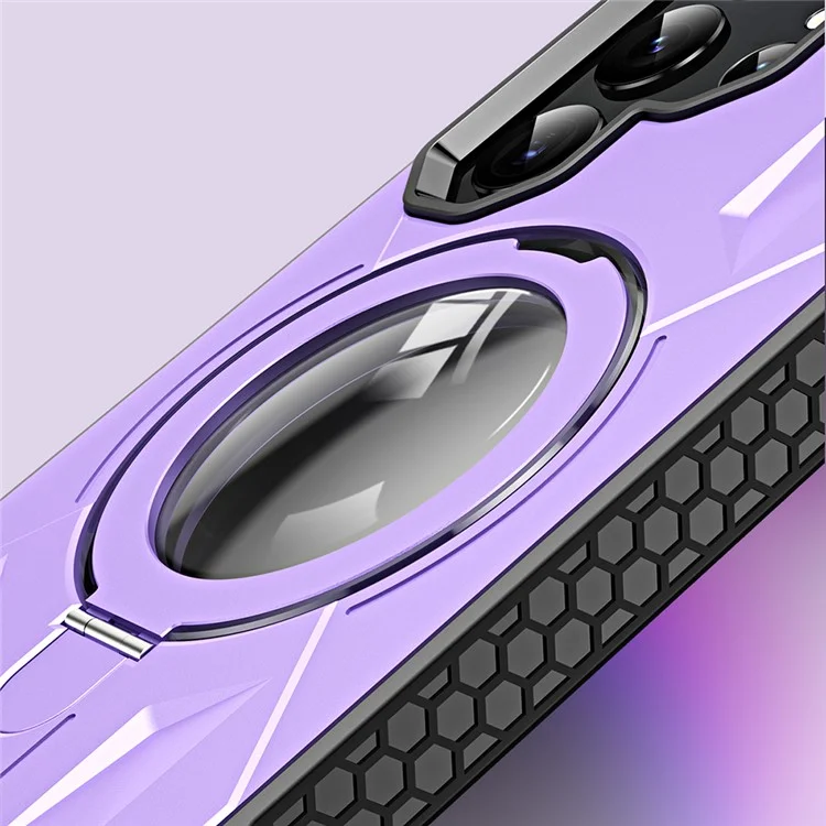 Shockproof Case for Samsung Galaxy S23 Ultra Kickstand Magnetic Phone Case Anti-Scratch PC+TPU Phone Shell - Purple