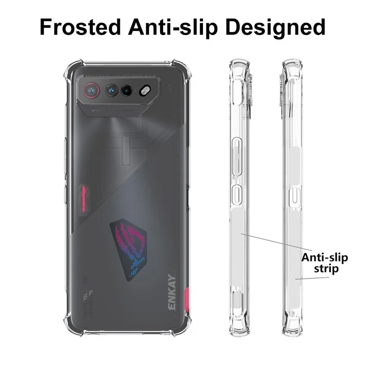 ENKAY HAT PRINCE Para Asus ROG Phone 7 5G Funda de teléfono con protección contra caídas Tira antideslizante Borde de funda de teléfono de TPU