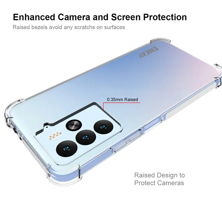 ENKAY HAT PRINCE Für HTC U23 Pro 5G Stoßfestes Ecken-Handyhülle Anti-Rutsch-Streifen Kanten TPU Klare Handyhülle