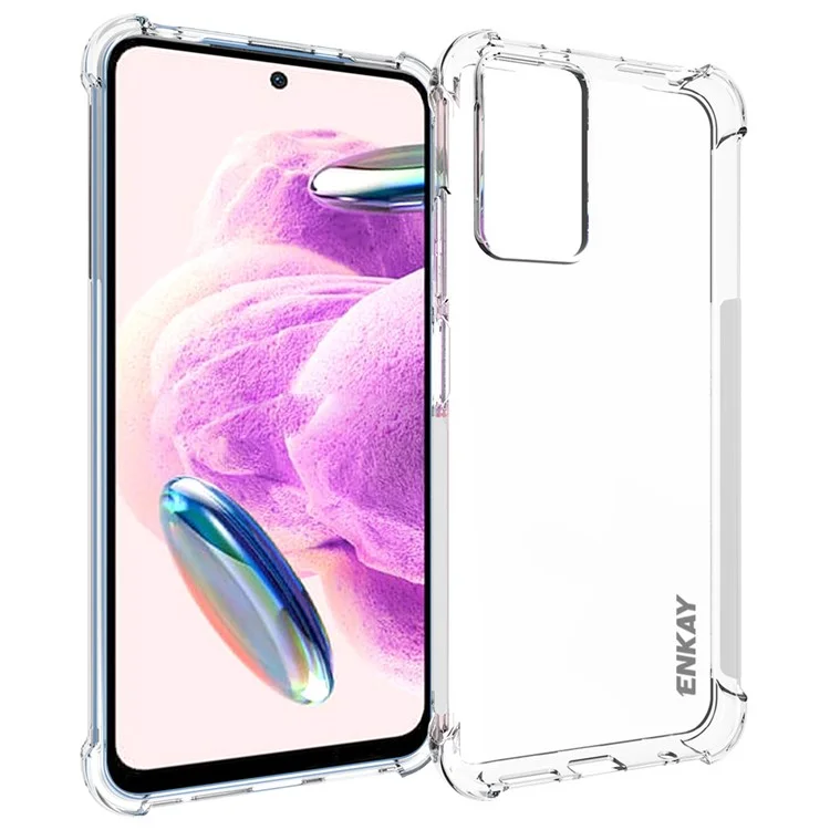 ENKAY HAT PRINCE For Xiaomi Redmi Note 12S 4G Soft TPU Transparent Phone Case Anti-slip Strip Edge Corners Protective Cover