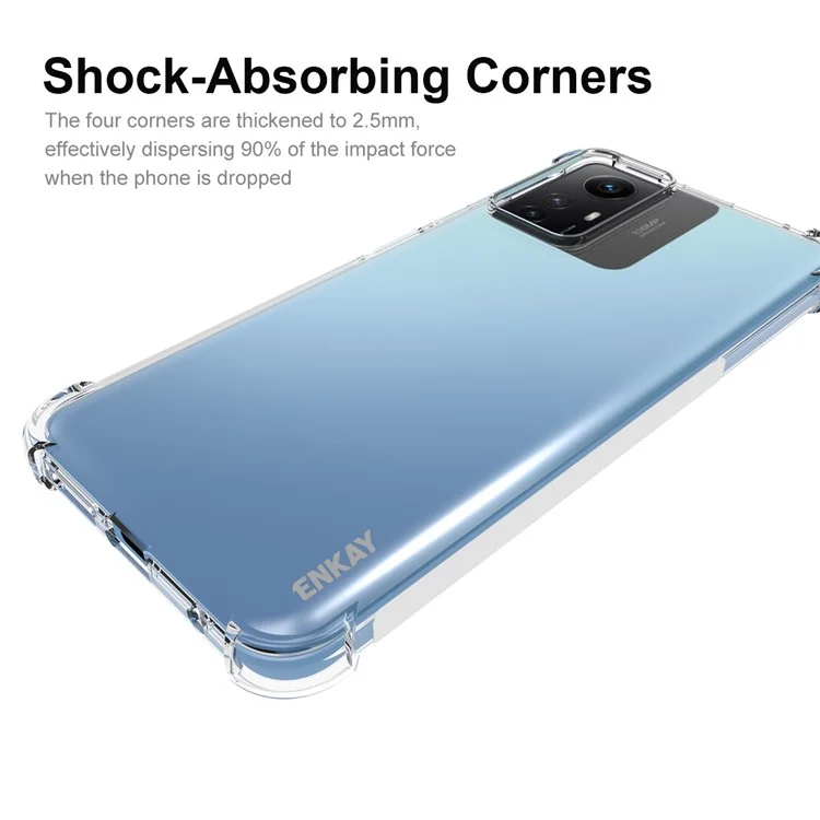 ENKAY HAT PRINCE For Xiaomi Redmi Note 12S 4G Soft TPU Transparent Phone Case Anti-slip Strip Edge Corners Protective Cover