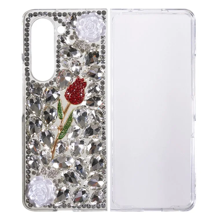 Rhinestone Decor Phone Case für Samsung Galaxy Z Fold5 5G, 2-teiliges Design Hartplastik-Handyhülle