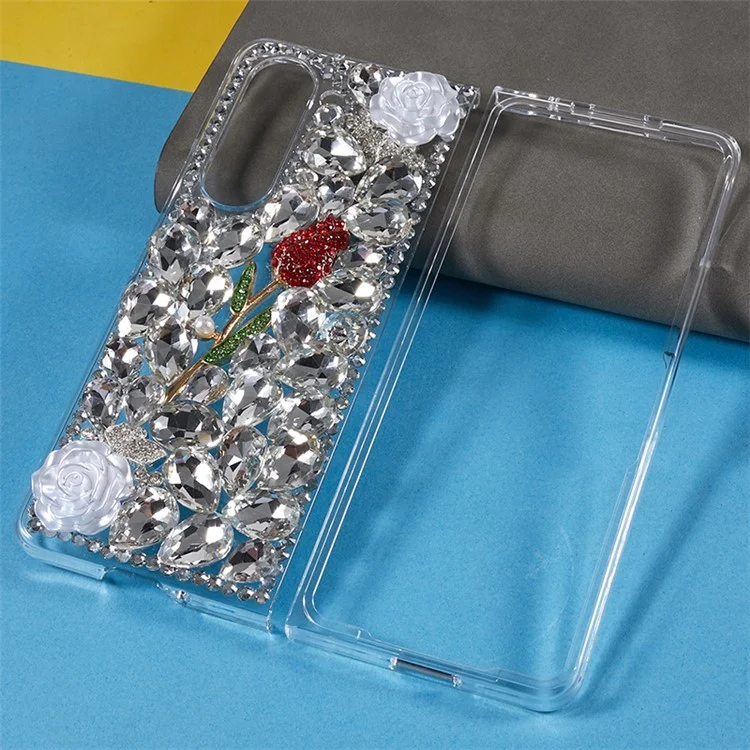 Rhinestone Decor Phone Case für Samsung Galaxy Z Fold5 5G, 2-teiliges Design Hartplastik-Handyhülle