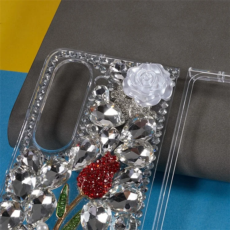 Rhinestone Decor Phone Case für Samsung Galaxy Z Fold5 5G, 2-teiliges Design Hartplastik-Handyhülle