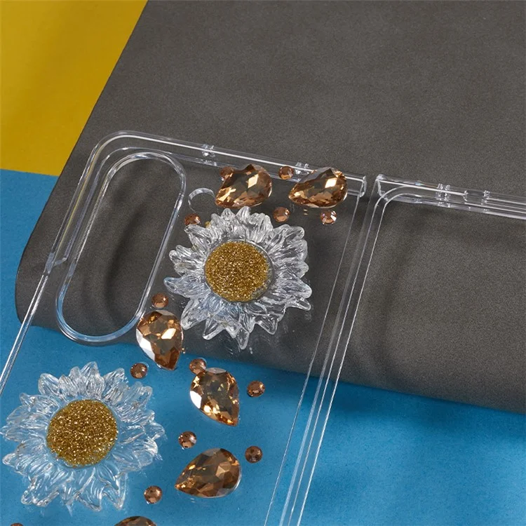 Para Samsung Galaxy Z Fold5 5G Capa de Telefone de PC Rígido 2 Peças Design Decoração de Strass Capa de Telefone Dobrável
