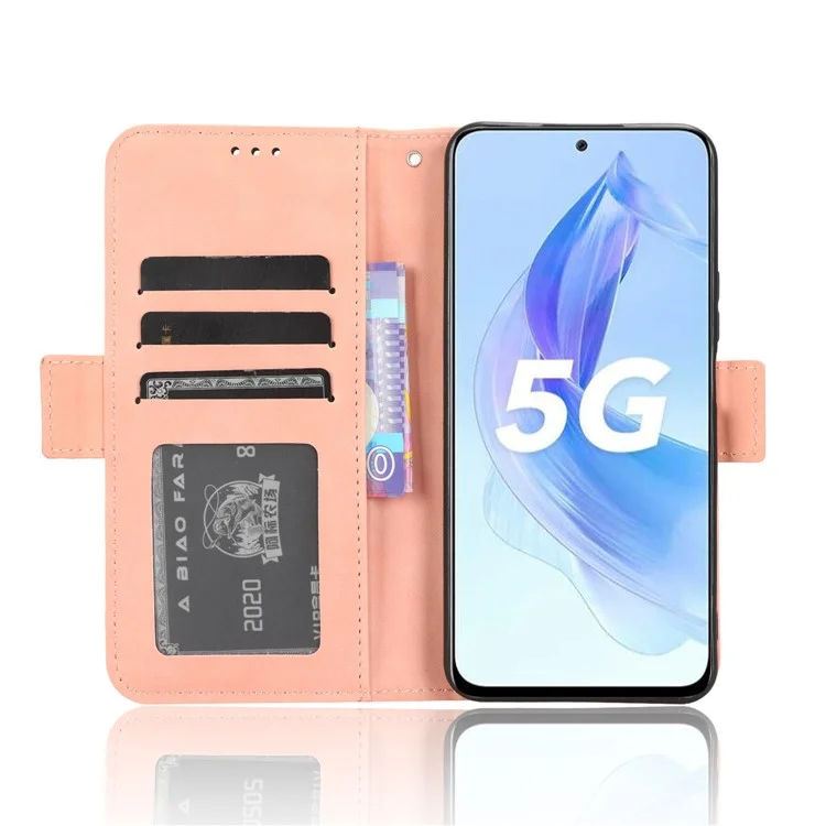 For Honor 90 Lite 5G / X50i 5G Multiple Card Slots Phone Case PU Leather Phone Cover with Stand Wallet - Pink