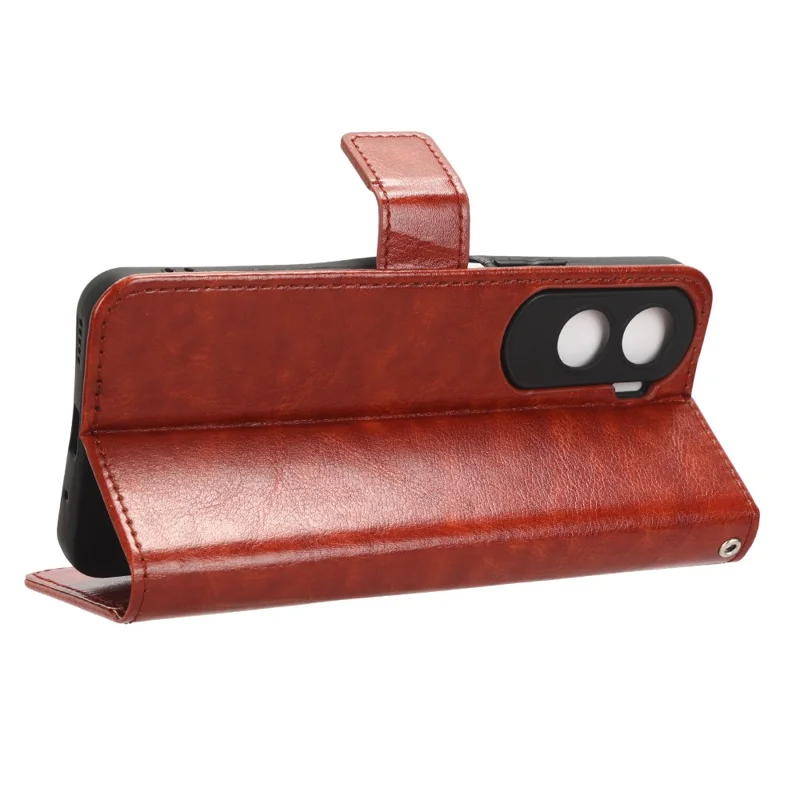 For Honor 90 Lite 5G / X50i 5G Crazy Horse Texture PU Leather Phone Wallet Case Stand Shockproof Cover - Brown