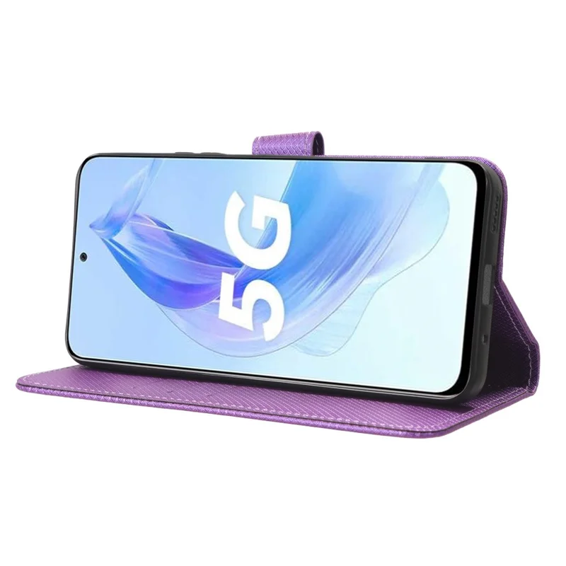 Flip Case for Honor 90 Lite 5G / X50i 5G PU Leather Diamond Texture Wallet Stand Shockproof Phone Cover - Purple