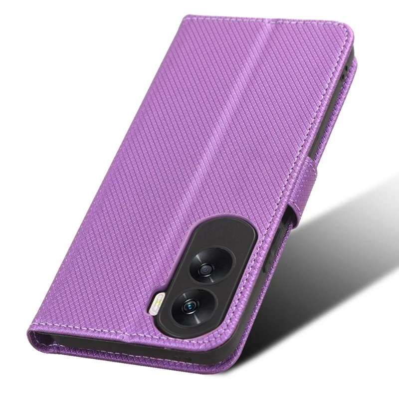 Flip Case for Honor 90 Lite 5G / X50i 5G PU Leather Diamond Texture Wallet Stand Shockproof Phone Cover - Purple