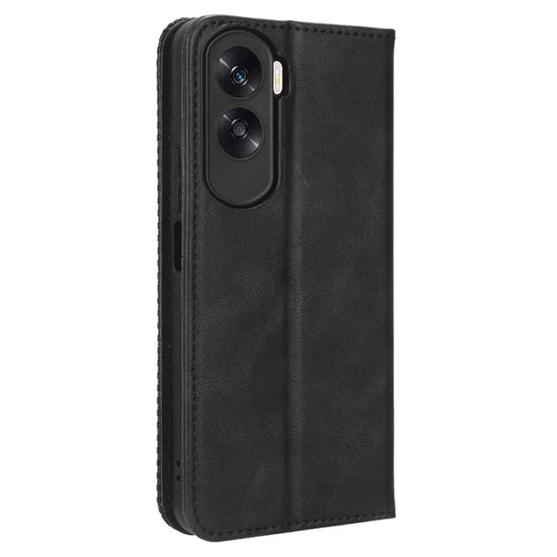 Stand Case for Honor 90 Lite 5G / X50i 5G Magnetic Shell Retro PU Leather Phone Wallet Flip Cover - Black