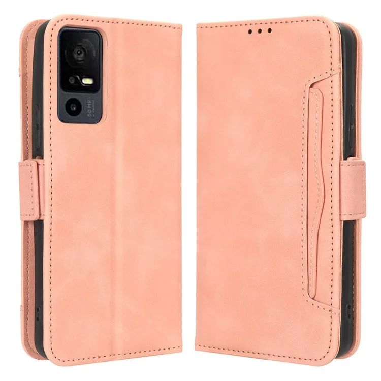 Чехол-книжка для TCL 40 XE / 40 X T601D / NxtPaper 5G с несколькими слотами для карт, кожаный защитный чехол с подставкой и бумажником - розовый