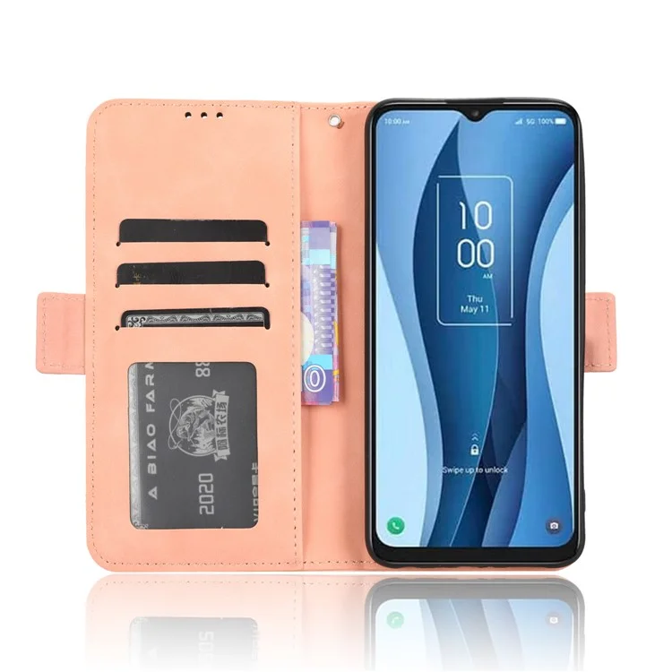 Чехол-книжка для TCL 40 XE / 40 X T601D / NxtPaper 5G с несколькими слотами для карт, кожаный защитный чехол с подставкой и бумажником - розовый