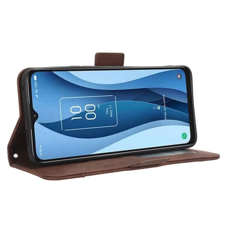 For TCL 40 XE / 40 X T601D / NxtPaper 5G Multiple Card Slots Phone Case PU Leather Protective Cover with Stand Wallet - Brown