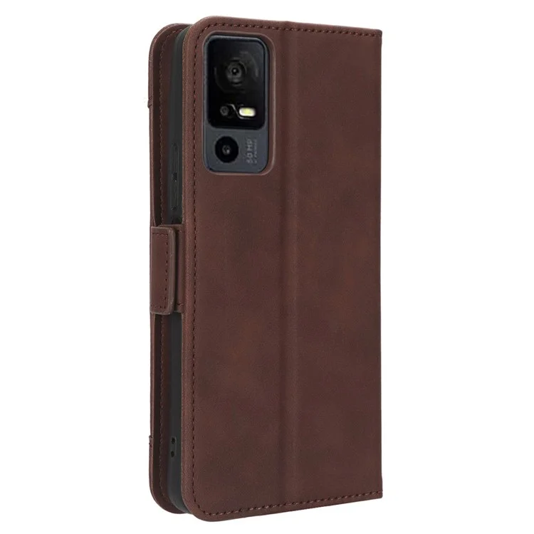 For TCL 40 XE / 40 X T601D / NxtPaper 5G Multiple Card Slots Phone Case PU Leather Protective Cover with Stand Wallet - Brown