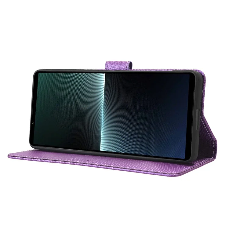 Diamond Texture Case für Sony Xperia 1 V PU-Leder-Geldbörse mit Ständer und stoßfestem Telefonschutz - Lila