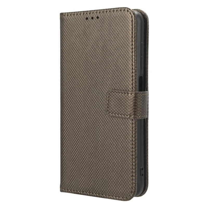Diamond Texture Case for Sony Xperia 1 V PU Leather Wallet Stand Shockproof Phone Cover - Brown