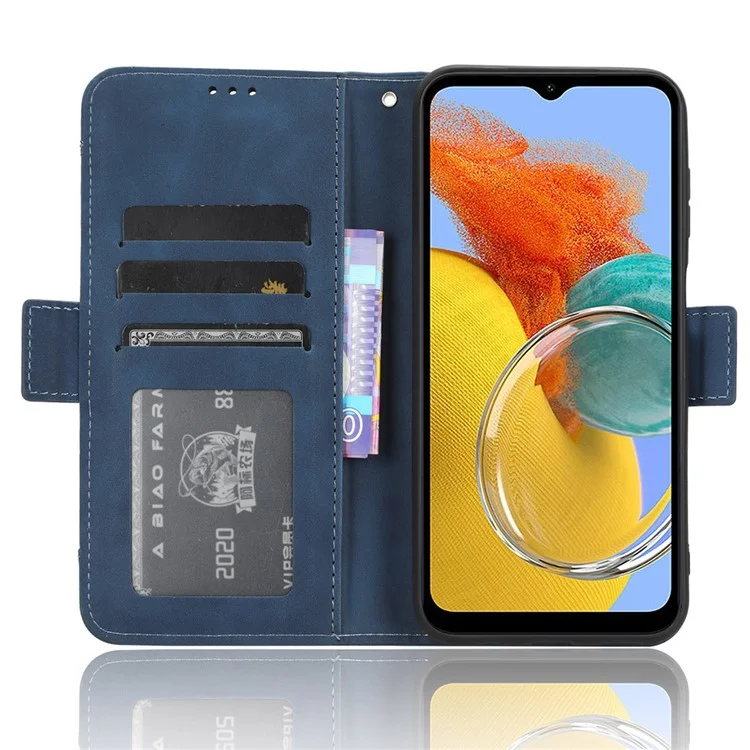 Для Samsung Galaxy M54 5G / F54 5G PU Leather Phone Case Multiple Card Slots Wallet Stand Flip Cover - Blue