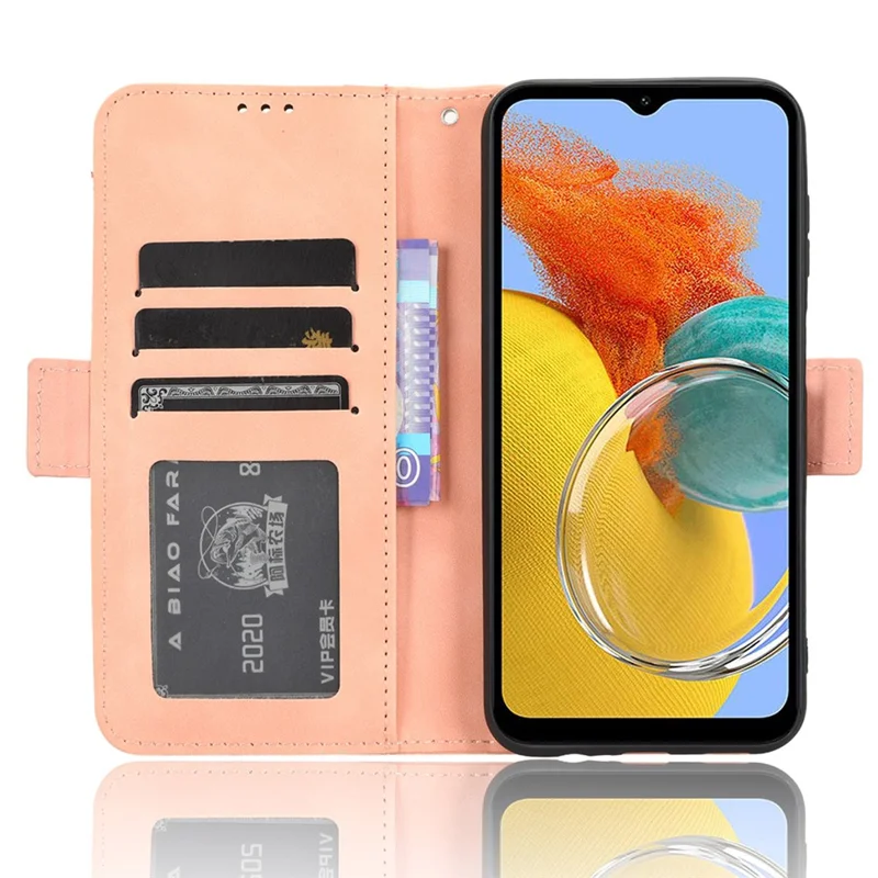 Funda de cuero PU para teléfono Samsung Galaxy M54 5G / F54 5G, con múltiples ranuras para tarjetas, billetera, soporte, tapa abatible - Rosa
