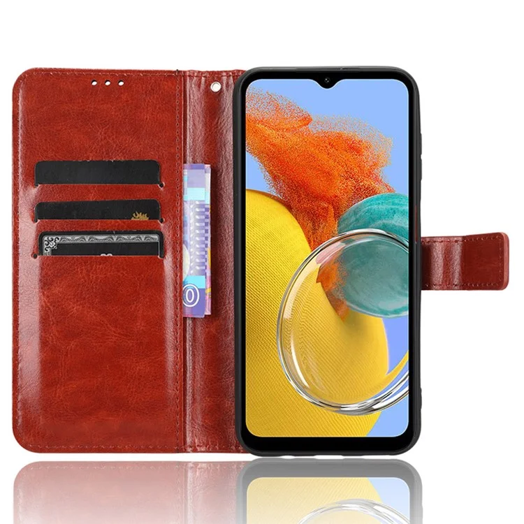 Custodia Portafoglio per Samsung Galaxy M54 5G / F54 5G, Texture Crazy Horse in Pelle PU, Flip Stand Cover - Marrone
