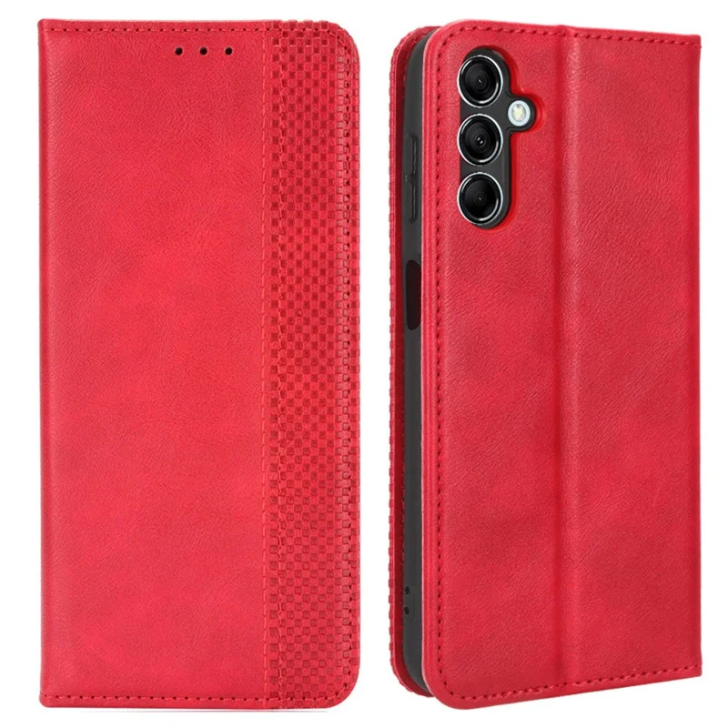 Per Samsung Galaxy M54 5G / F54 5G Custodia Flip Portafoglio in Pelle PU Vintage Magnetica con Supporto - Rosso