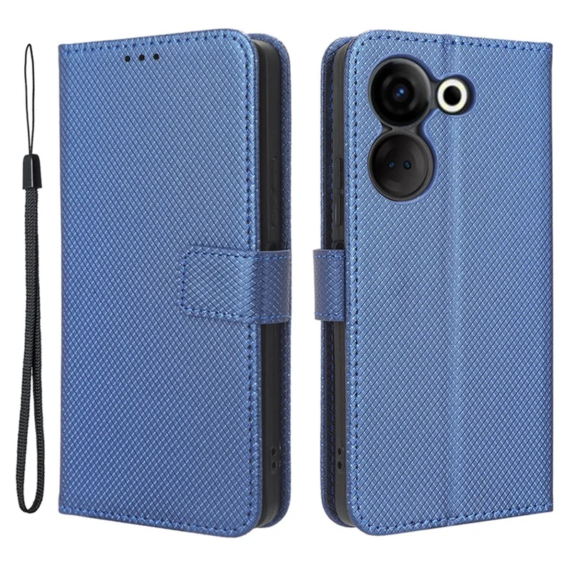 For TECNO Camon 20 Pro 4G CK7n / 20 4G CK6 PU Leather Diamond Texture Wallet Case TPU Inner Shell Stand Phone Cover - Blue