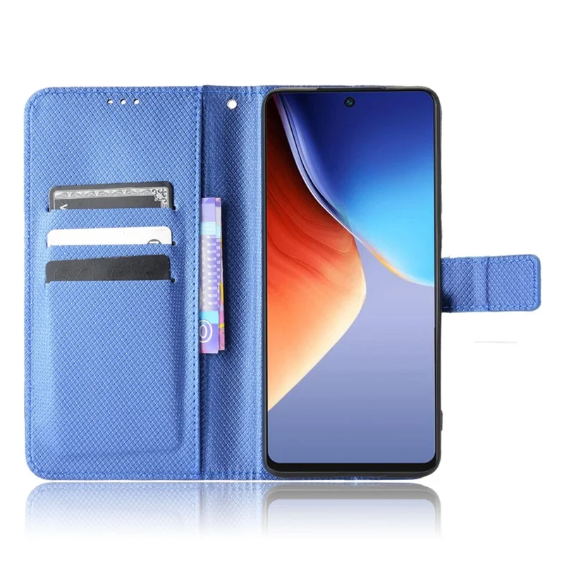 For TECNO Camon 20 Pro 4G CK7n / 20 4G CK6 PU Leather Diamond Texture Wallet Case TPU Inner Shell Stand Phone Cover - Blue