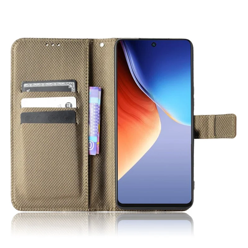 For TECNO Camon 20 Pro 4G CK7n / 20 4G CK6 PU Leather Diamond Texture Wallet Case TPU Inner Shell Stand Phone Cover - Brown