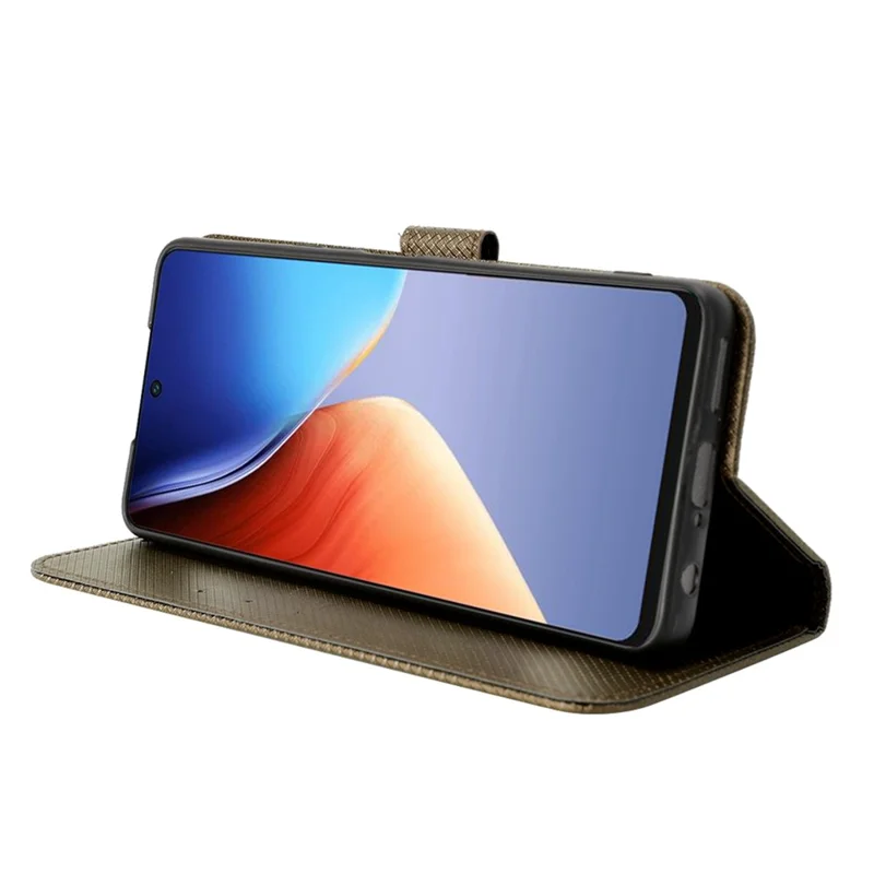 For TECNO Camon 20 Pro 4G CK7n / 20 4G CK6 PU Leather Diamond Texture Wallet Case TPU Inner Shell Stand Phone Cover - Brown