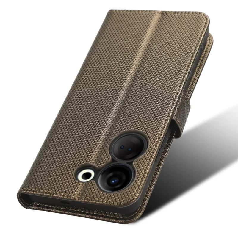 For TECNO Camon 20 Pro 4G CK7n / 20 4G CK6 PU Leather Diamond Texture Wallet Case TPU Inner Shell Stand Phone Cover - Brown