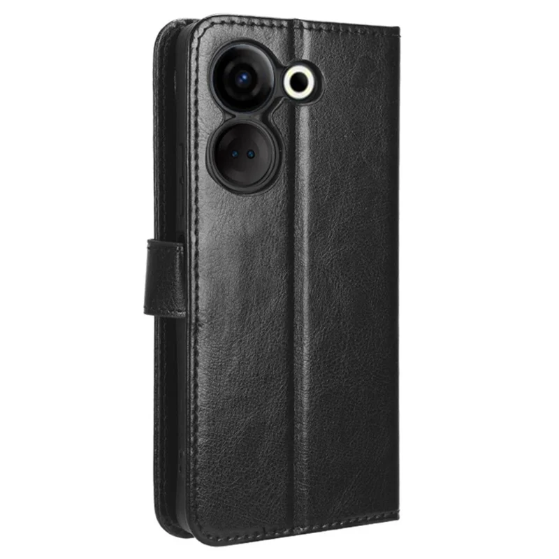 For TECNO Camon 20 Pro 4G CK7n / 20 4G CK6 PU Leather Flip Protective Cover Crazy Horse Texture Wallet Stand Phone Case - Black