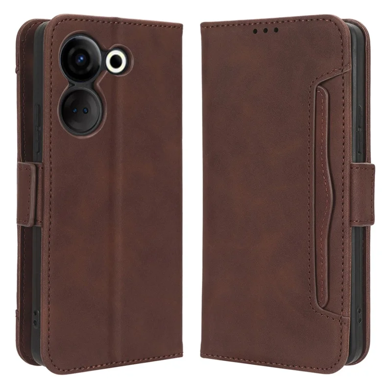 For TECNO Camon 20 Pro 4G CK7n / 20 4G CK6 PU Leather Wallet Case Flip Stand Protective Phone Cover with Multiple Card Slots - Brown