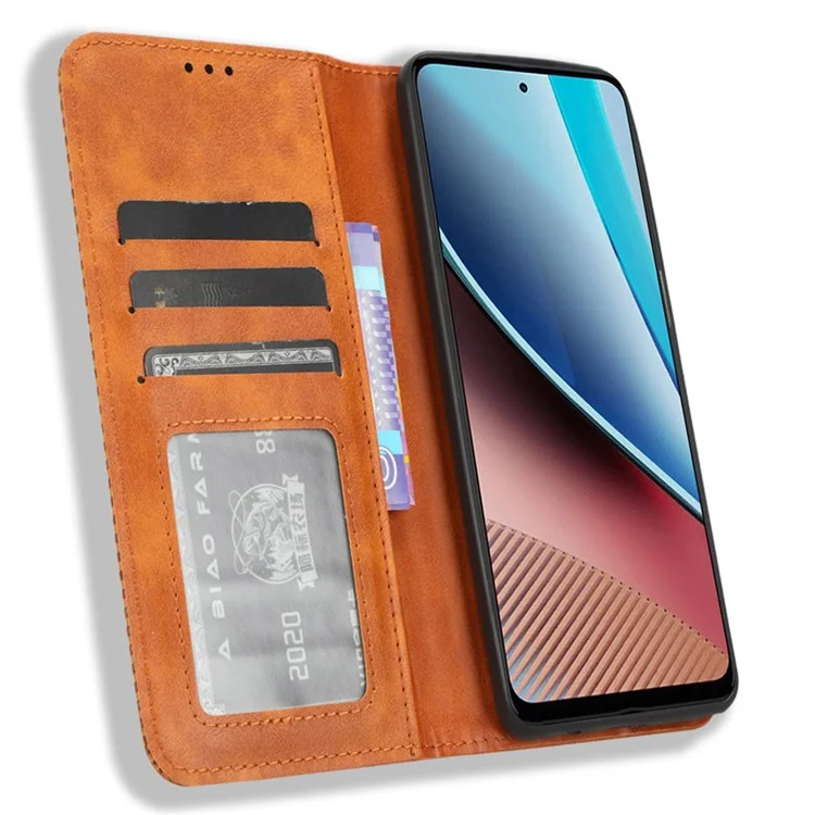 For Motorola Moto G Stylus (2023) Retro PU Leather Magnetic Phone Case Stand Wallet Flip Cover - Brown