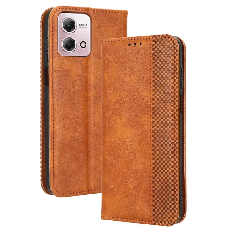 For Motorola Moto G Stylus (2023) Retro PU Leather Magnetic Phone Case Stand Wallet Flip Cover - Brown