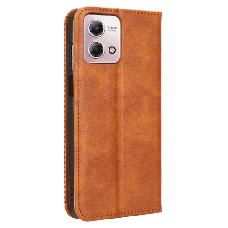 For Motorola Moto G Stylus (2023) Retro PU Leather Magnetic Phone Case Stand Wallet Flip Cover - Brown