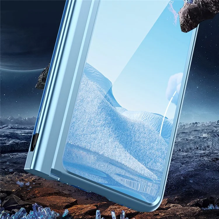 Per Google Pixel Fold Full Protection Phone Case Electroplating Kickstand Folding Design PC Phone Cover - Blu