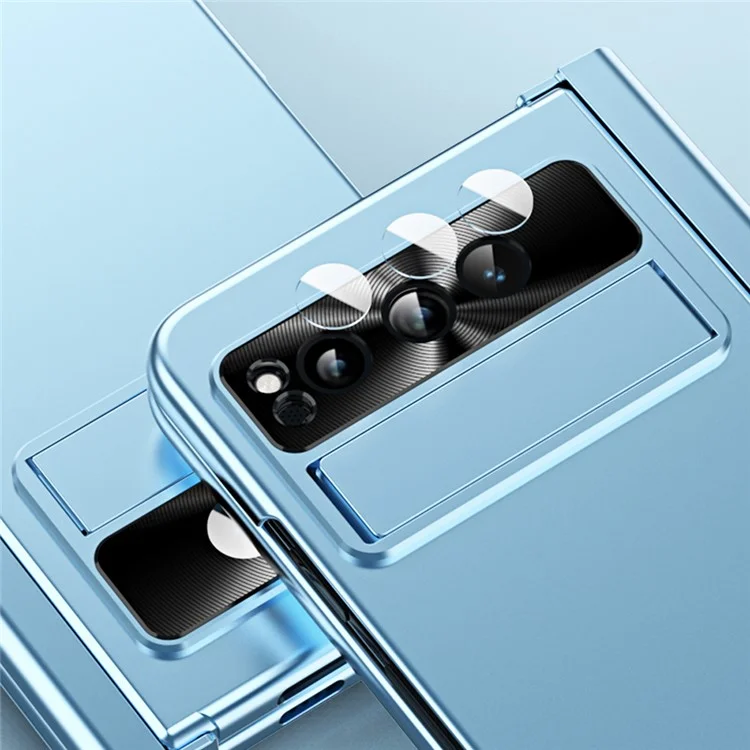 Per Google Pixel Fold Full Protection Phone Case Electroplating Kickstand Folding Design PC Phone Cover - Blu