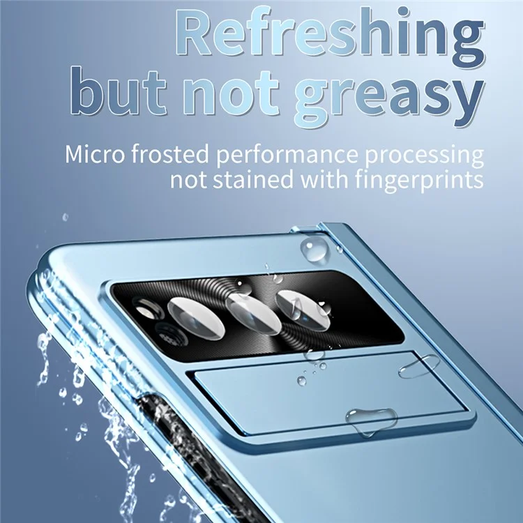 Per Google Pixel Fold Full Protection Phone Case Electroplating Kickstand Folding Design PC Phone Cover - Blu