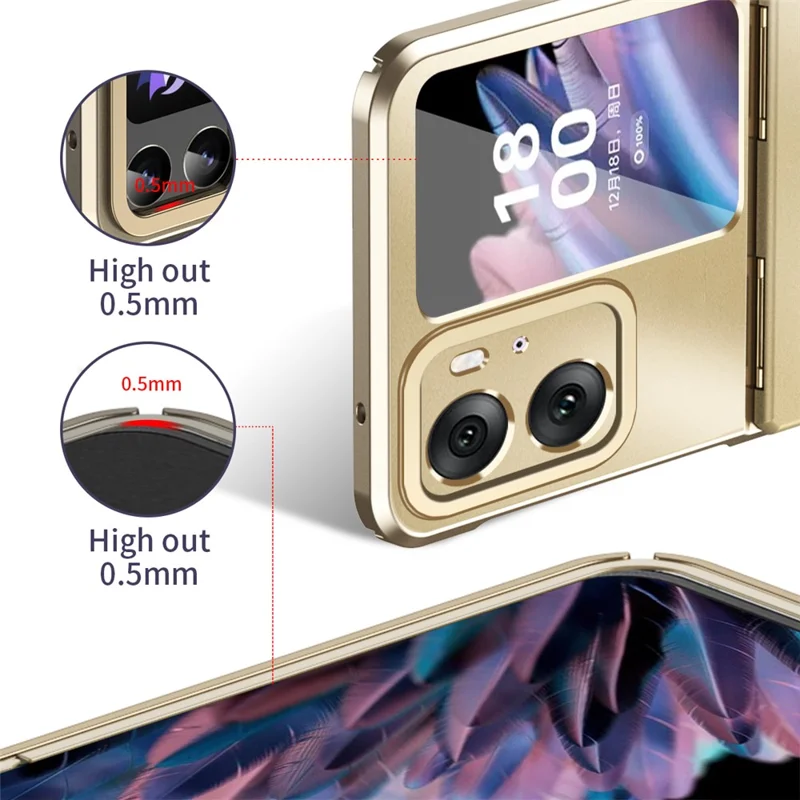 For Oppo Find N2 Flip 5G PC Phone Case Matte Electroplating Anti-scratch Cell Phone Cover - Gold