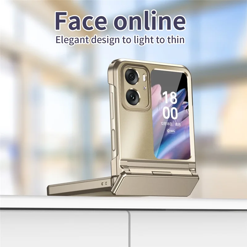 For Oppo Find N2 Flip 5G PC Phone Case Matte Electroplating Anti-scratch Cell Phone Cover - Gold