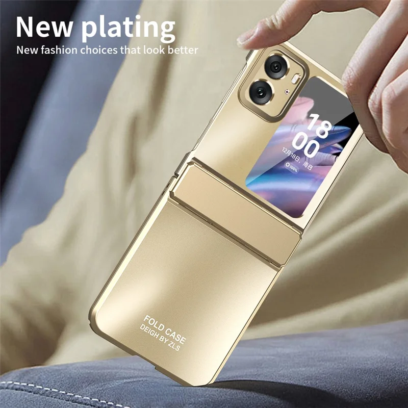 For Oppo Find N2 Flip 5G PC Phone Case Matte Electroplating Anti-scratch Cell Phone Cover - Gold