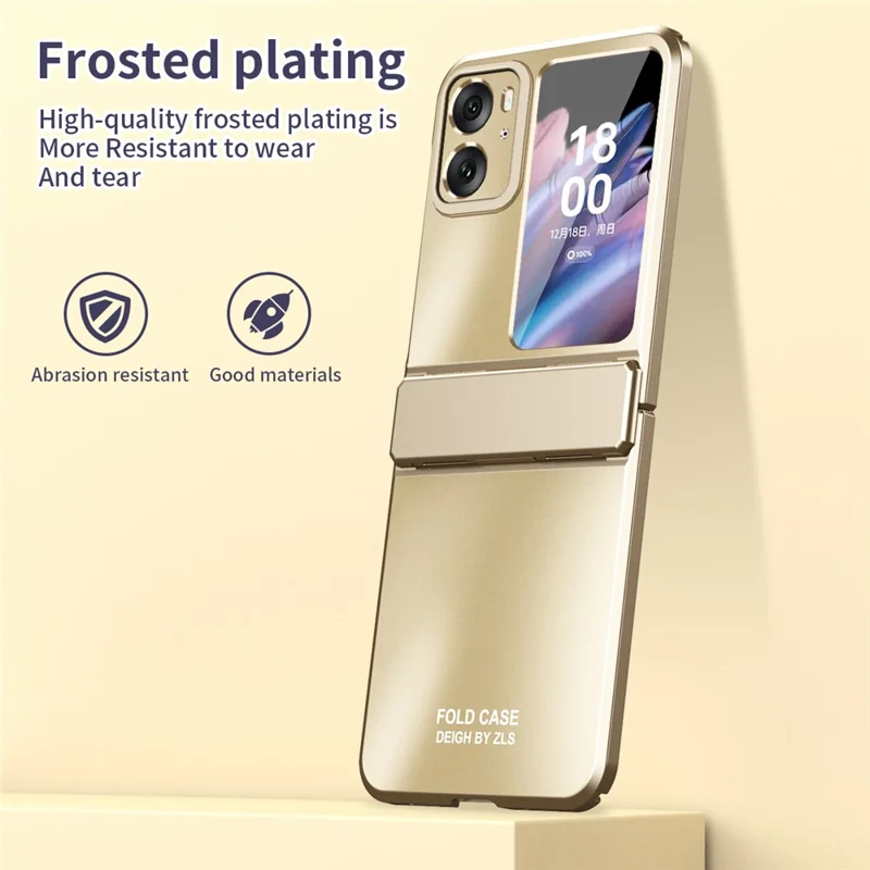 For Oppo Find N2 Flip 5G PC Phone Case Matte Electroplating Anti-scratch Cell Phone Cover - Gold