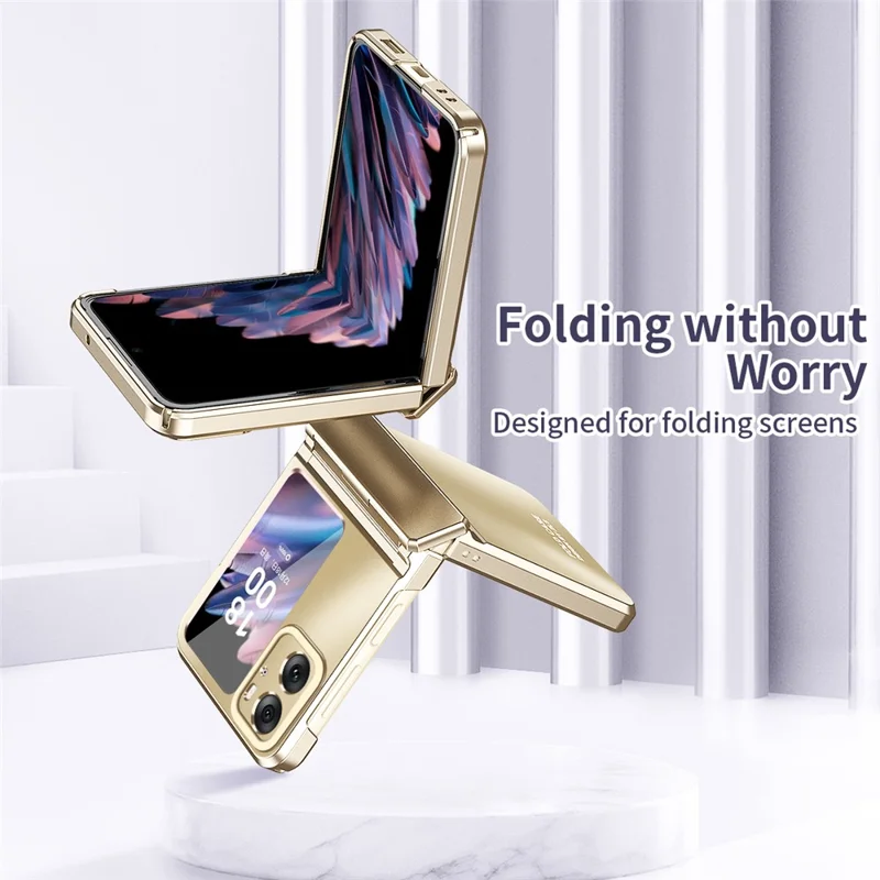 For Oppo Find N2 Flip 5G PC Phone Case Matte Electroplating Anti-scratch Cell Phone Cover - Gold