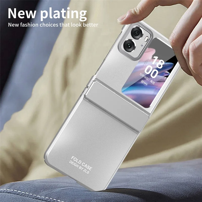 For Oppo Find N2 Flip 5G PC Phone Case Matte Electroplating Anti-scratch Cell Phone Cover - Silver