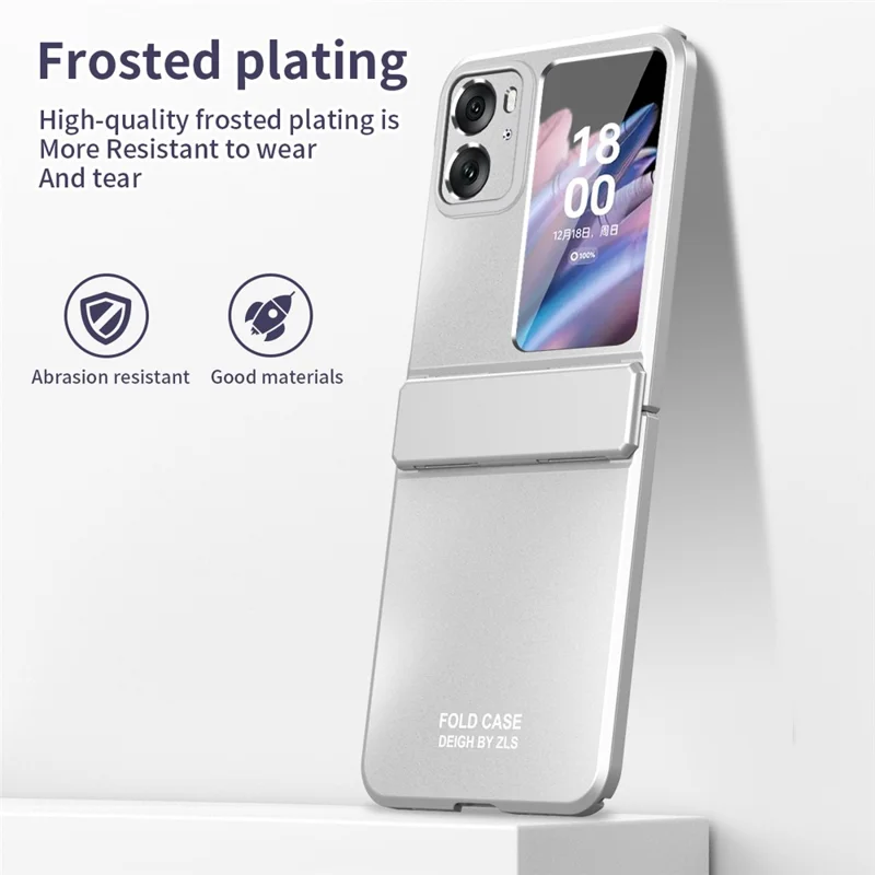 For Oppo Find N2 Flip 5G PC Phone Case Matte Electroplating Anti-scratch Cell Phone Cover - Silver