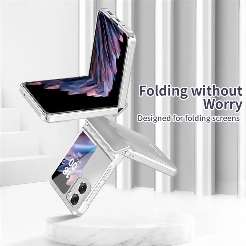 For Oppo Find N2 Flip 5G PC Phone Case Matte Electroplating Anti-scratch Cell Phone Cover - Silver