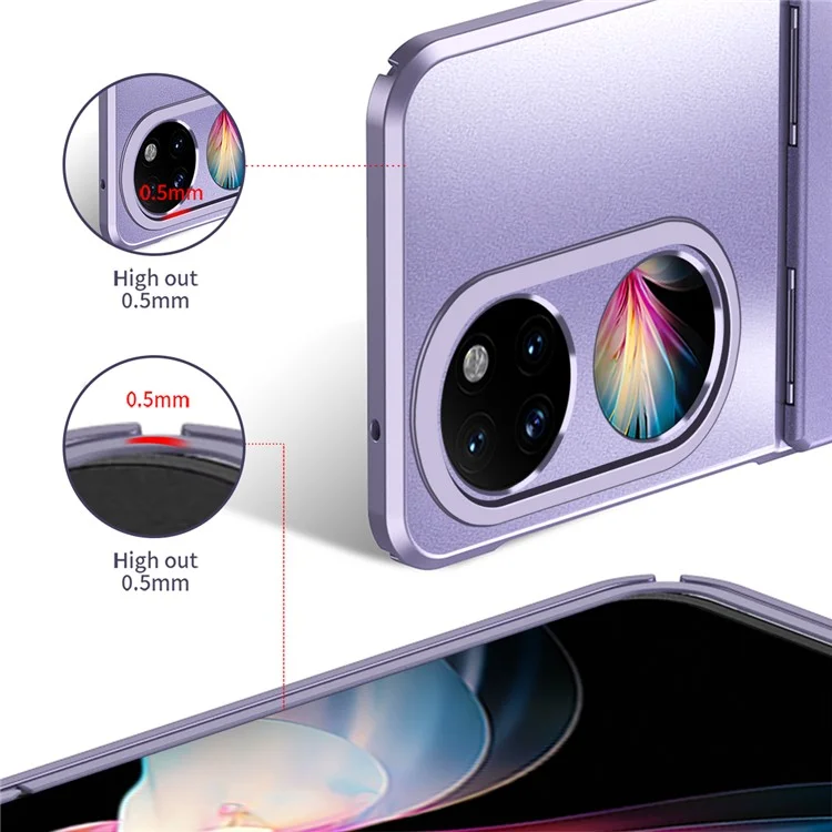 Étui de téléphone pliant PC dur pour Huawei P50 Pocket, Etui antibrouillage mat électrolytique - Violet